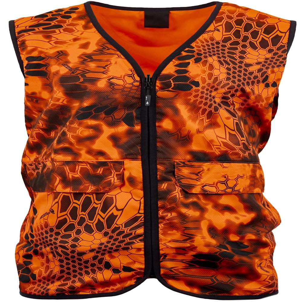 Kryptek Men's Vesuvius Vest, Visibility, Reversible Vesuvius Vest High Visibility Reversable Hunting Safety Vest, Inferno/Blaze Orange, Small US