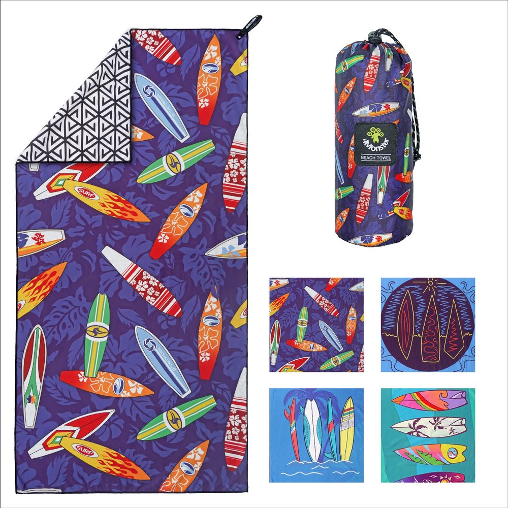 4Monster Microfiber Beach Towel Quick Dry,Super Absorbent Lightweight Travel Towel for Swimmers, Sand Free Camping Towel, Beach Towels for Pool,Swim,Water Sports,Yoga