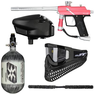 Action Village Azodin Blitz 4 Insane Paintball Gun Package Kit (Tank Size: 68/4500, Dust Pink/Polished Silver)