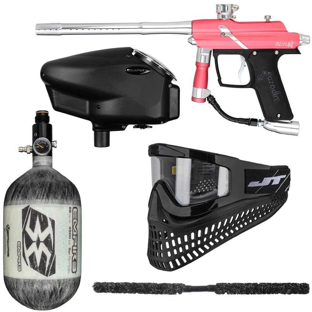 Action Village Azodin Blitz 4 Insane Paintball Gun Package Kit (Tank Size: 68/4500, Dust Pink/Polished Silver)