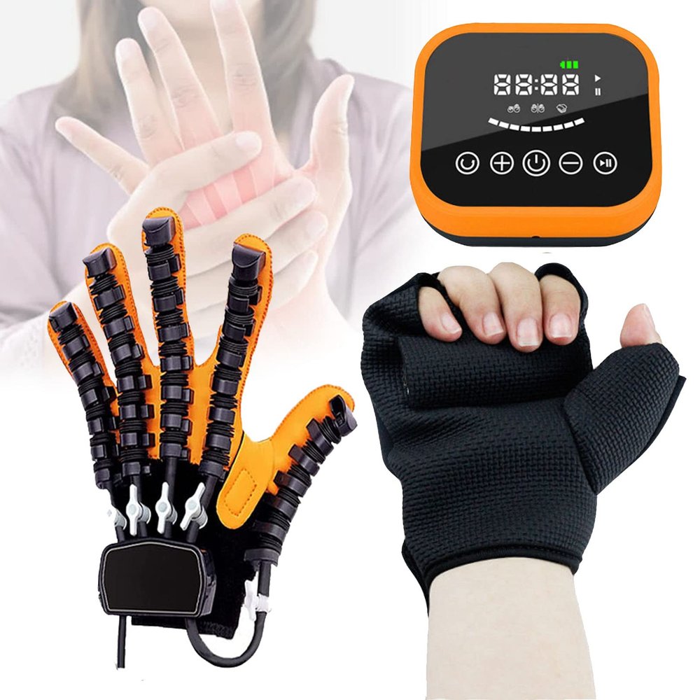 JIONET Air Pressure Rehabilitation Robot Gloves Automatic Stroke Hemiplegia Finger Trainer Finger Extension Exercise with LCD Touch Screen (Color : Right Hand, Size : Small)