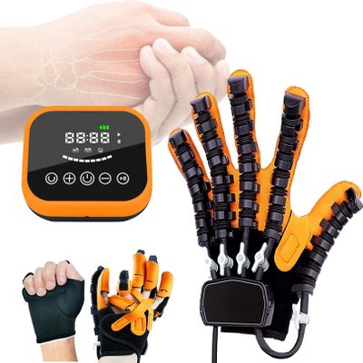 JIONET Rehabilitation Robot Gloves, Finger Rehabilitation Gloves for Stroke Hemiplegia Patients, Finger Straightening Brace Guard Protector (Color : Left Hand, Size : Large)