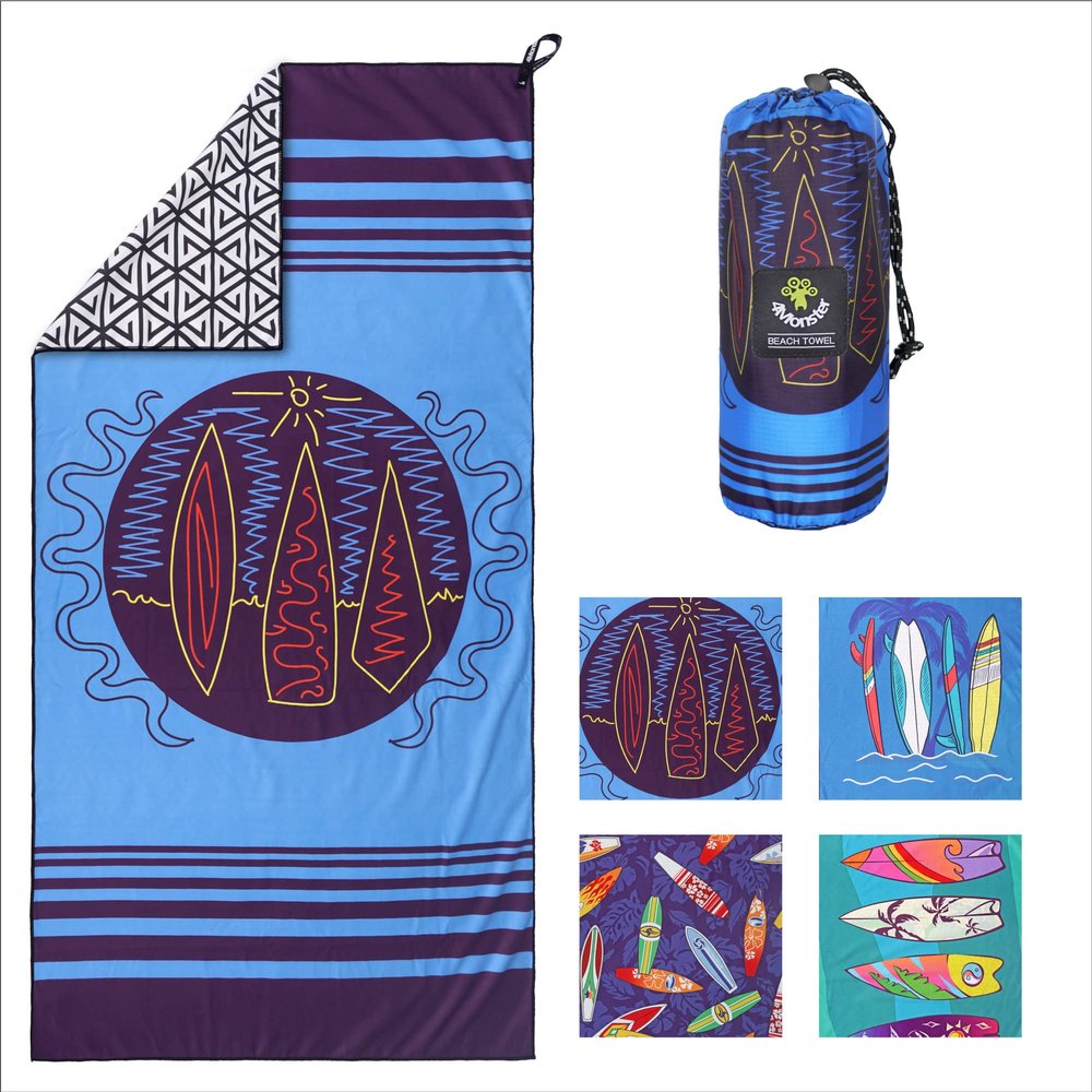 4Monster Microfiber Beach Towel Quick Dry,Super Absorbent Lightweight Travel Towel for Swimmers, Sand Free Camping Towel, Beach Towels for Pool,Swim,Water Sports,Yoga