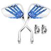 Pairs of Distinctive Skull Skeleton Hand Bike Mirror, Bicycle Mirrors for Handlebars with Mount Holder Clamp Adaptor 10mm for Scooter Moped Bike Standard Bike Motorcycle (Blue) view 1