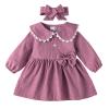 Dress 16 Toddler Girls Long Sleeve Dresses Solid Bowknot Princess Dress Headbands Set (Purple, 18-24 Months) view 1