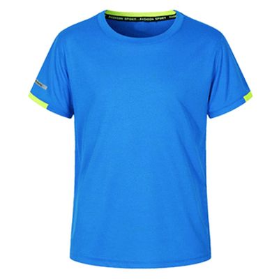 dPois Kids Boys Short Sleeve T-Shirt Quick Dry Swim Shirts UV Rash Vest Swimwear Active Athletic Tops Blue 7-8 Years