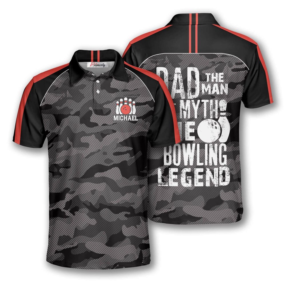 PRIMESTY Custom Bowling Shirts for Men, Patriotic American Flag Bowling Jerseys, Personalized Bowling Polo Shirts