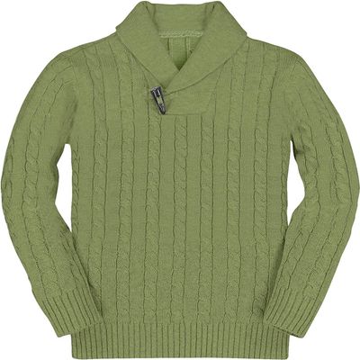 Ryannology Toddler Baby Boys Girls Sweater Shawl-Collar V Neck Pullover Sweaters Cable Kintted Photoshoot Outfits