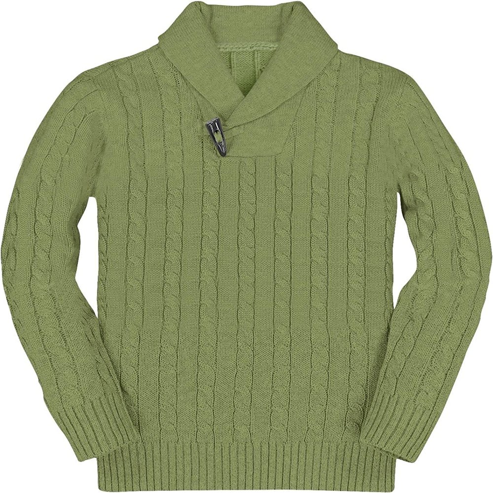 Ryannology Toddler Baby Boys Girls Sweater Shawl-Collar V Neck Pullover Sweaters Cable Kintted Photoshoot Outfits
