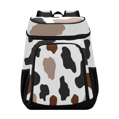 ALAZA White Cow Print Black Brown Spot Backpack Cooler for Women Men Insulated Waterproof Leak Proof Coolers for Hiking Camping Beach, 36 Cans