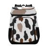ALAZA White Cow Print Black Brown Spot Backpack Cooler for Women Men Insulated Waterproof Leak Proof Coolers for Hiking Camping Beach, 36 Cans view 1