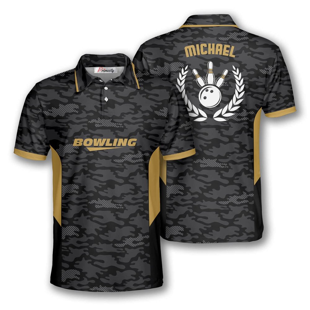 PRIMESTY Custom Bowling Shirts for Men, Patriotic American Flag Bowling Jerseys, Personalized Bowling Polo Shirts