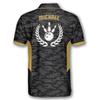 PRIMESTY Custom Bowling Shirts for Men, Patriotic American Flag Bowling Jerseys, Personalized Bowling Polo Shirts view 3