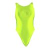 XCKNY Silky Glossy Half Hip Swimsuit Shiny Japanese palufite Backless Belly Covering Swimsuit-X-Large Fluorescent Green view 1