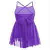 CHICTRY Girls Children Sweetheart Sequins Chiffon Dance Lyrical Dress Sash Bow Tie Ballroom Costumes Glittery Mesh Purple 12 view 2