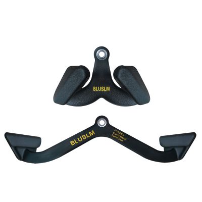 BLUSLM LAT Pull Down Bar for Cable Machine, LAT Pulldown Attachments T-bar V-bar Cable Attachment for Gym, Back Tricep Strength Training Handle (2 Pieces)