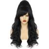 ANOGOL Hair Cap+ Black Bouffant Beehive Wig Beehive Style Wig Black Long Wavy Updo Wig For 80s 60s 50s Cosplay Costume Wig For Women Girls Halloween Party view 1