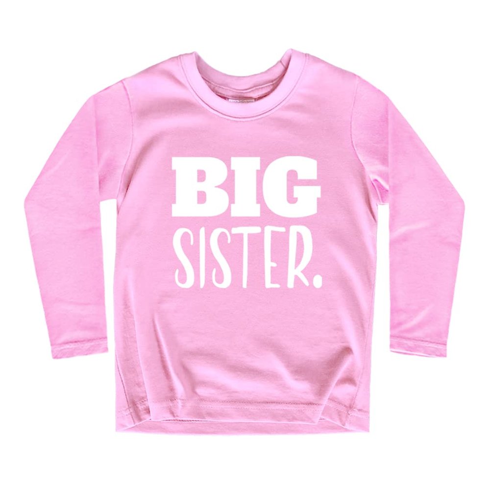 Big Sister Shirt Big Sister Announcement Toddler Shirts Promoted to Girls Outfit (Pink - Long Sleeve, Youth S(8))