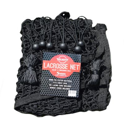Velocity Lacrosse Net  5mm Replacement Goal Net, Ideal for High School, Serious Backyard Players, Fits All 66x7 Goals, 1000D High-Strength Poly, Weatherproof & UV-Resistant  Black