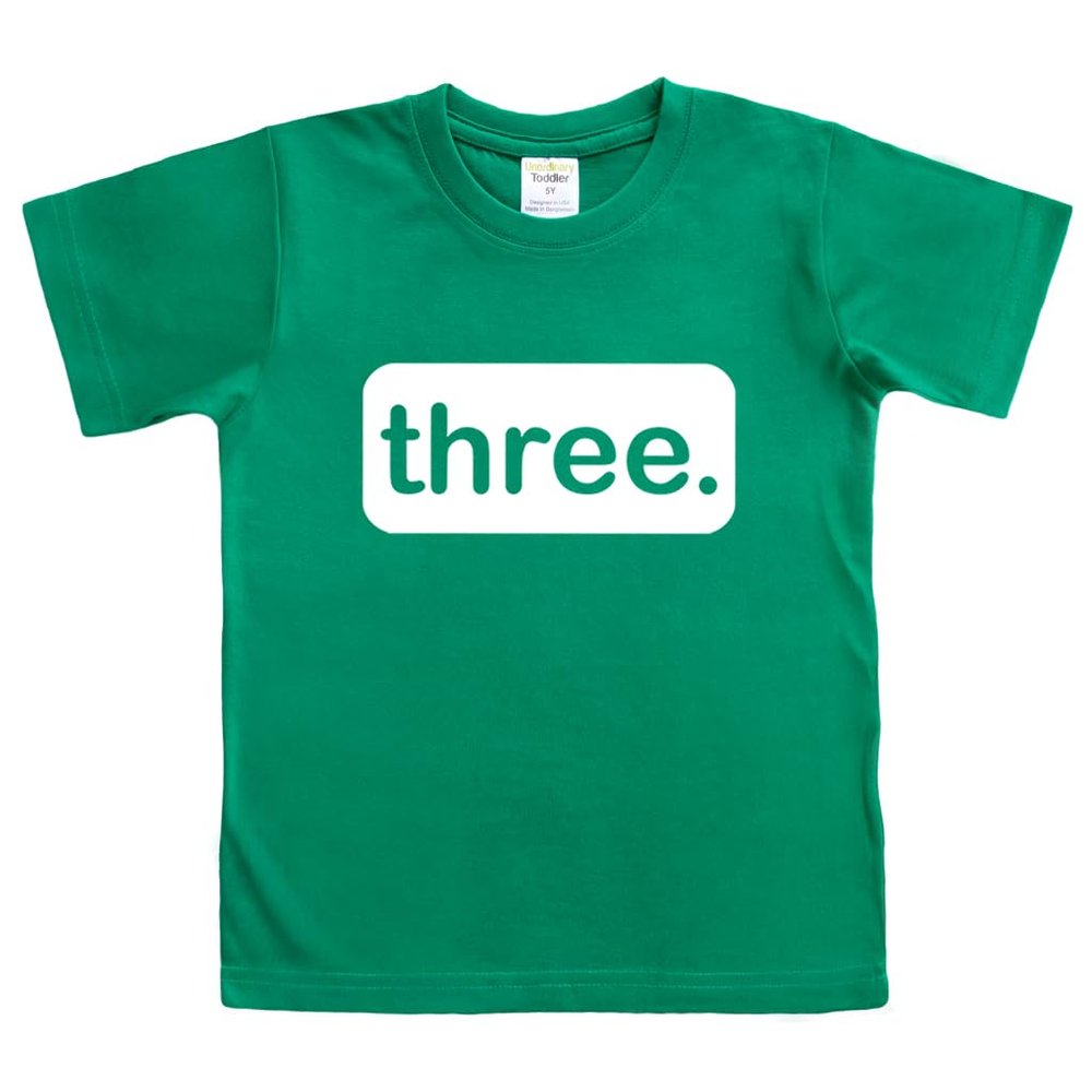 3rd Birthday Shirt boy Third Outfit 3 Year Old Toddler Gift Baby Tshirt Party Shirts (Green, 4 Years)