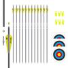 e5e10 31inch Carbon Arrow Archery Targeting Practice Hunting Arrows for Compound & Recurve Bow with Removable Tips(Pack of 12) (Yellow White) view 1