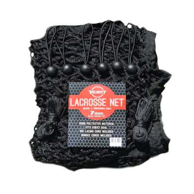 Velocity Lacrosse Net 7mm Replacement Goal Net, Super Heavy Duty for High School, College, Professional, Fits All 66x7 Goals, 1000D High-Strength Poly, Weatherproof, UV-Resistant Black