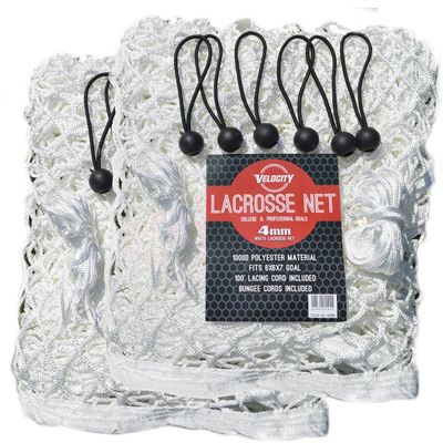 Velocity Lacrosse Net  4mm (2-Pack) Lightweight Backyard Replacement Lacrosse Goal Net, Fits All 66 Goals, 1000D High-Strength Polyester, Weatherproof & UV-Resistant  White