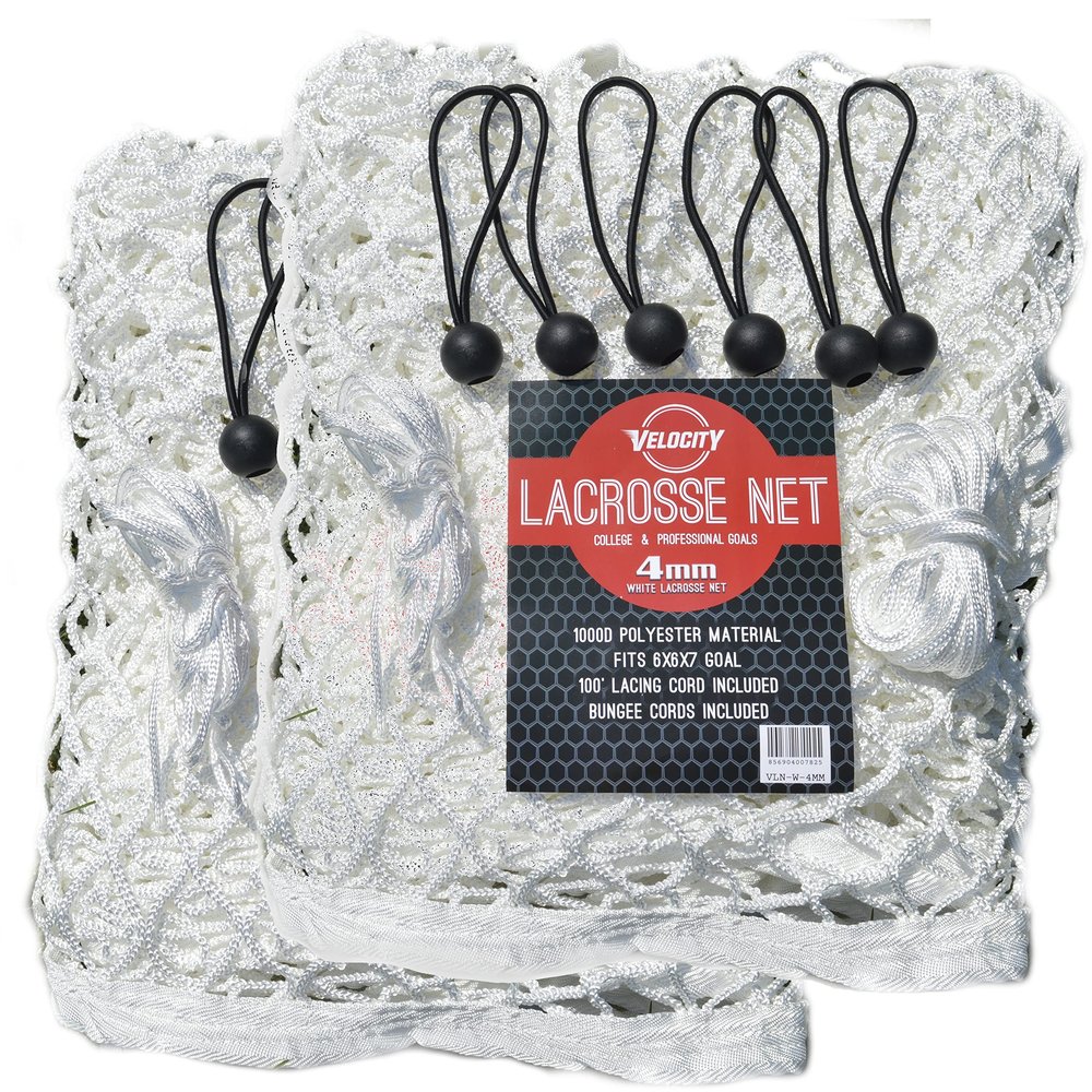 Velocity Lacrosse Net  4mm (2-Pack) Lightweight Backyard Replacement Lacrosse Goal Net, Fits All 66 Goals, 1000D High-Strength Polyester, Weatherproof & UV-Resistant  White