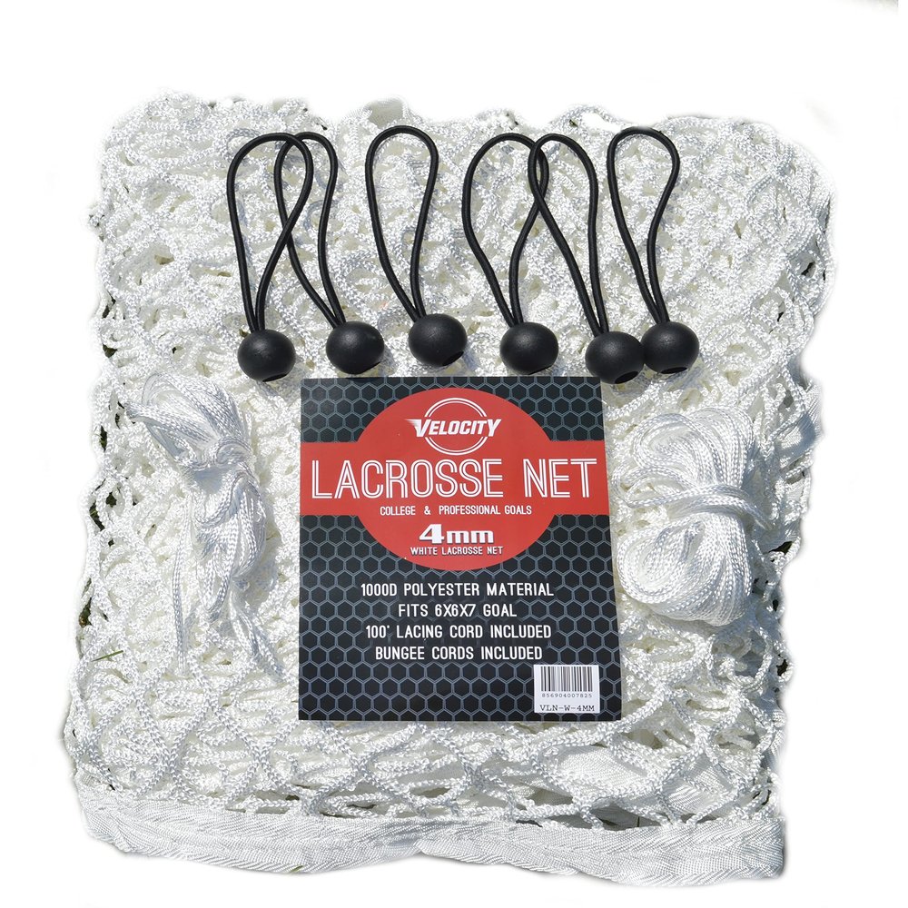 Velocity Lacrosse Net 4mm Lightweight Backyard Replacement Lacrosse Goal Net, Fits All 66 Goals, 1000D High-Strength Polyester, Weatherproof & UV-Resistant White