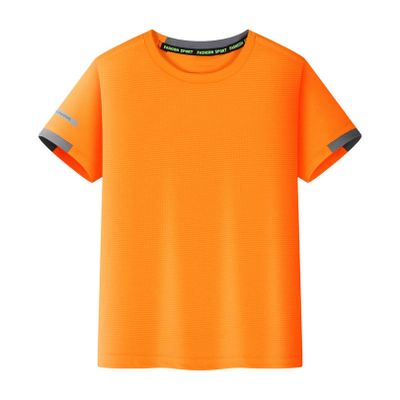 easyforever Kids Boys Short Sleeve UPF 50+ Sun Protection Rash Guard Swim Shirts Swimming Top Active Gym Tees Orange 7-8 Years