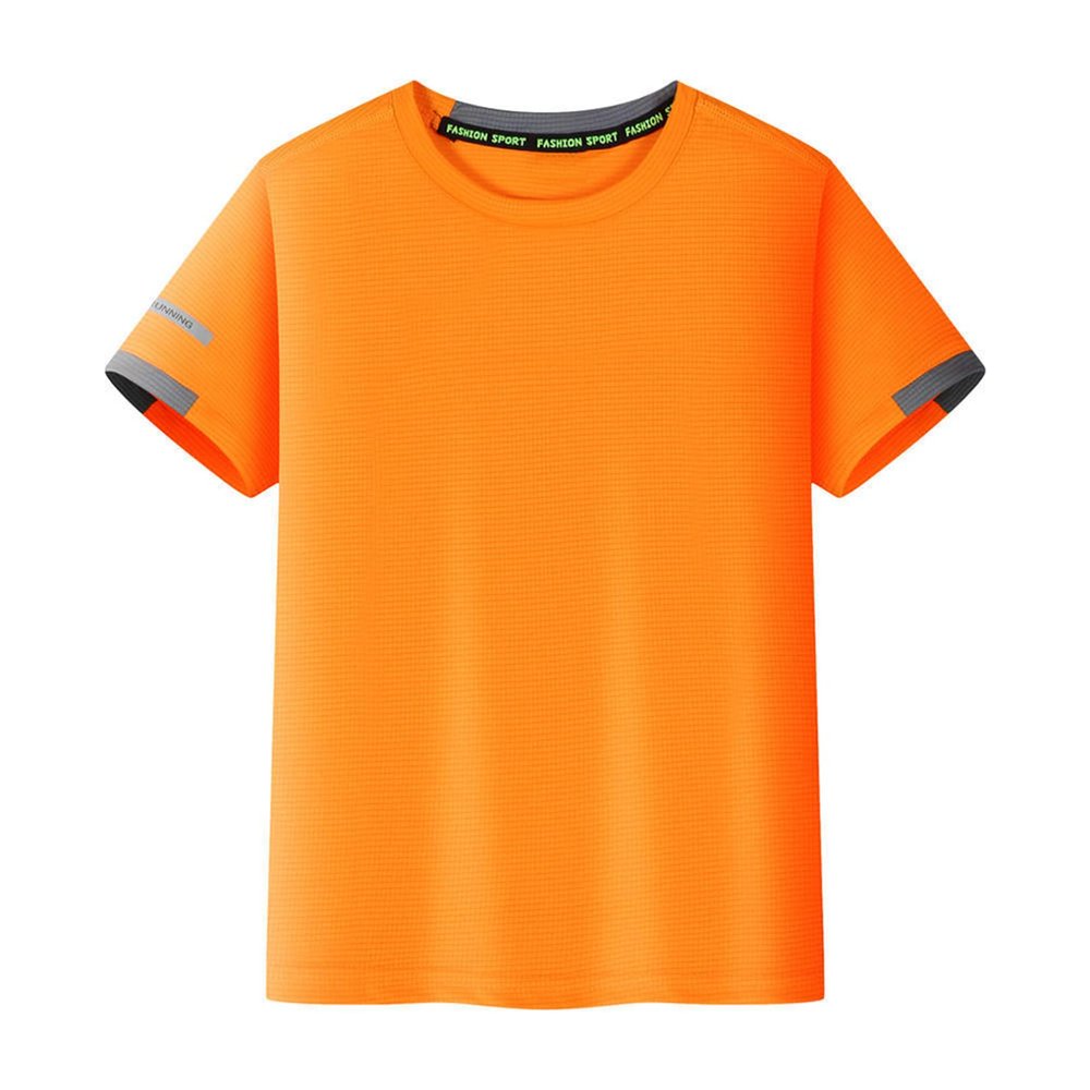 easyforever Kids Boys Short Sleeve UPF 50+ Sun Protection Rash Guard Swim Shirts Swimming Top Active Gym Tees Orange 7-8 Years