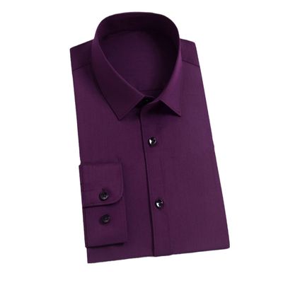 Men's Wrinkle-Resistant Stretch Dress Shirt Comfortable Soft Long Sleeve Standard-Fit Office Work Shirts Purple 38