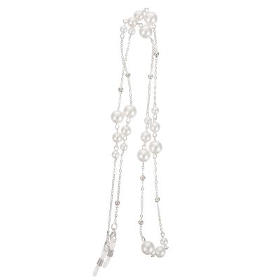 GALPADA Pearl Eyeglass Chains Stylish Elegant Silver Eyeglass Chain Copper Spectacle Lanyard with Imitation Pearls Lightweight 29.52-Inch for Daily Wear