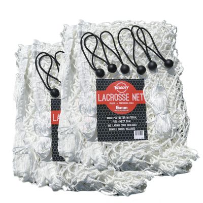 Velocity Lacrosse Net 6mm (2-Pack) Replacement Goal Net, Heavy Duty for High School, College, Professional, Fits All 66x7 Goals, 1000D High-Strength Poly, Weatherproof & UV-Resistant White