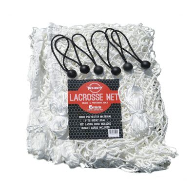 Velocity Lacrosse Net  6mm Replacement Goal Net, Heavy Duty for High School, College, Professional, Fits All 66x7 Goals, 1000D High-Strength Poly, Weatherproof & UV-Resistant  White