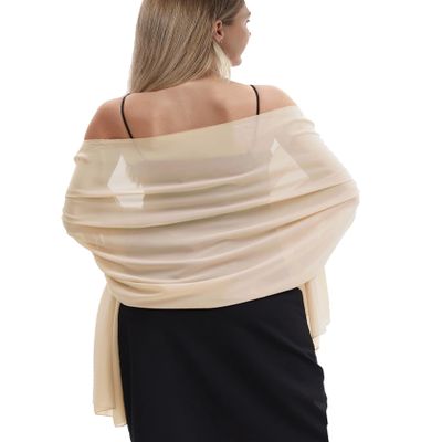 Hotshawl Chiffon Shawls and Wraps for Evening Dresses Women Elegant Soft Scarf Bridal Scarve Wedding Stole (Champagne(chiffon), Plus Size)