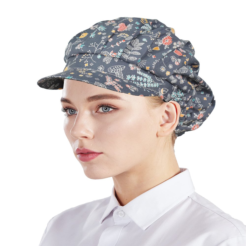 Nanxson 3pcs Chef Hats for Women Men Chef Caps Work Hats Kitchen Cooking Bakers Hat for Food Service with Brim Navy