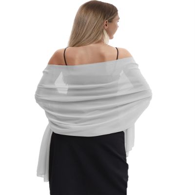 Hotshawl Chiffon Shawls and Wraps for Evening Dresses Women Elegant Soft Scarf Bridal Scarve Wedding Stole (Grey1, Plus Size)