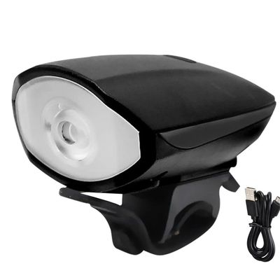 Bicycle Headlight and Rear Tail Light with Bell, Super Bright Bike Light Set with Horn Easy to Install USB Rechargeable Bike Light Set Suitable for Men Women Kids Road Mountain Bike (Black)