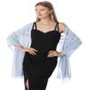 Chiffon Shawls and Wraps for Evening Dresses Women Elegant Soft Scarf Bridal Scarve Wedding Stole (Light Blue, Plus Size) view 3