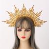 BLESSUME Goddess Gold Spike Halo Crown Headpiece NYLON ZIP TIE Wedding Bride Hair Band Tiara view 2