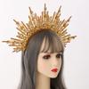 BLESSUME Goddess Gold Spike Halo Crown Headpiece NYLON ZIP TIE Wedding Bride Hair Band Tiara view 4