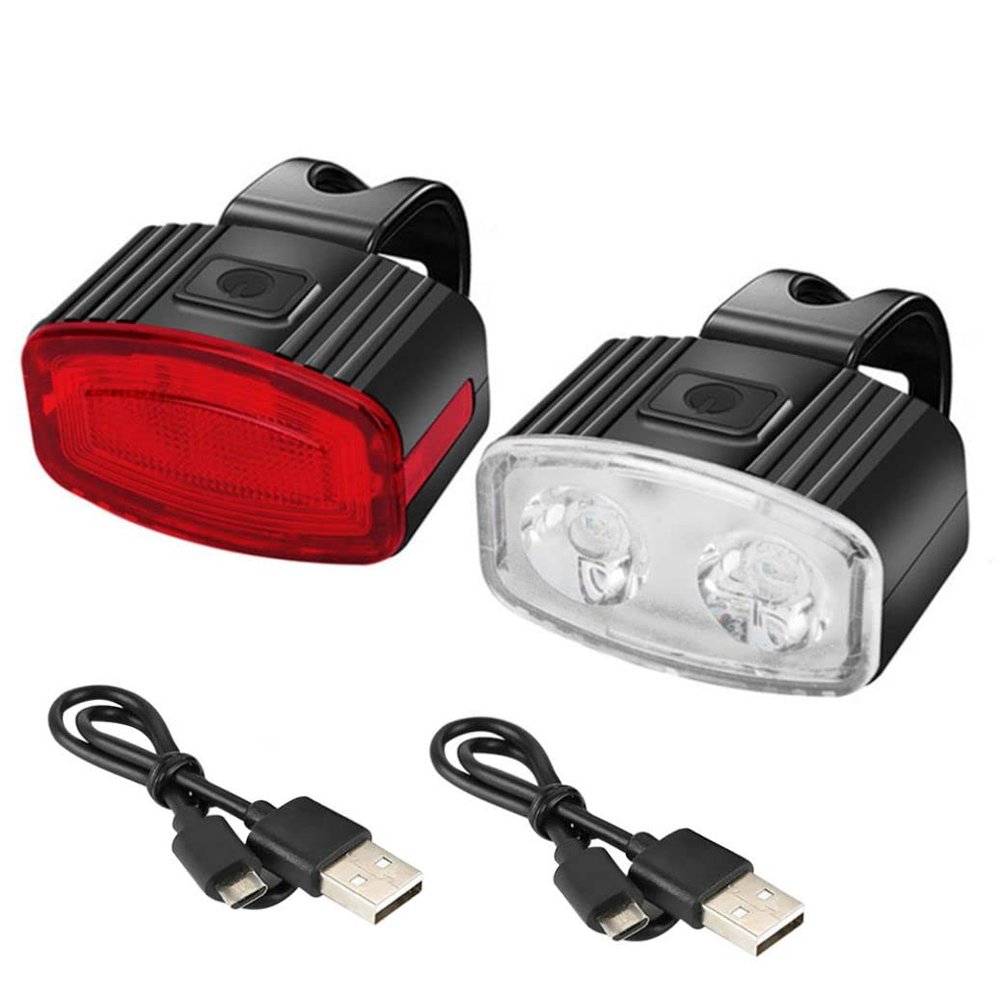 Bike Lights, 1.89 x 1.26 x 1.18 inch USB Rechargeable Bike Light Set 350 Lumen Super Bright Bike Lights Front and Back LED Rear Taillight Watertight IPX5 for Watertight , Mode Memory (Black)