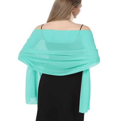 Chiffon Shawls and Wraps for Evening Dresses Women Elegant Soft Scarf Bridal Scarve Wedding Stole (Pale Green, Plus Size)