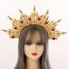 BLESSUME Goddess Gold Spike Halo Crown Headpiece NYLON ZIP TIE Wedding Bride Hair Band Tiara view 2