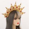 BLESSUME Goddess Gold Spike Halo Crown Headpiece NYLON ZIP TIE Wedding Bride Hair Band Tiara view 3