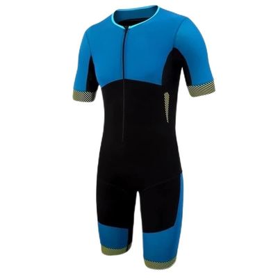 Men's Triathlon Jumpsuit Cycling Suit Summer Short Sleeve With Pocket 9D GEL Pad Cycling Skinsuit Running Clothing (Color : B, Size : X-Large)