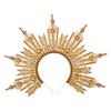 BLESSUME Goddess Gold Spike Halo Crown Headpiece NYLON ZIP TIE Wedding Bride Hair Band Tiara view 1