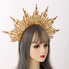 BLESSUME Goddess Gold Spike Halo Crown Headpiece NYLON ZIP TIE Wedding Bride Hair Band Tiara view 2