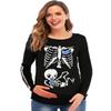 Women's Skeleton Long Sleeve Halloween Skeleton Baby Boy Pregnancy Shirt Maternity Outfits Tops M view 1